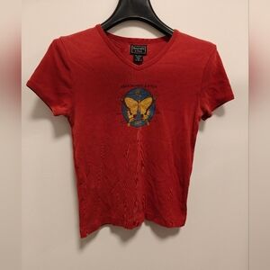 Abercrombie And Fitch Y2K Vintage Rusty A&F Butterfly Print Baby T V-neck Size S